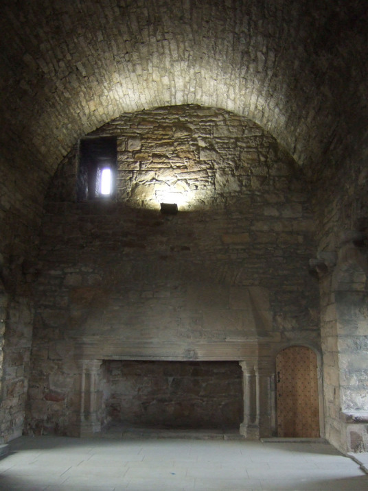 Hall of Craigmillar Castle, a grand but ruinous castle with a large tower and two courtyards, held by the Prestons and the Gilmours, and associated with Mary Queen of Scots, in the Craigmillar area of Edinburgh.