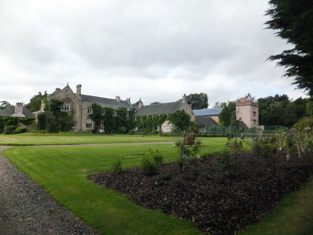 Monteviot House and Gardens, a large low house of the Kerr Earls of Lothian set in many acres of lovely gardens by the River Teviot. near Jedburgh in the Borders.