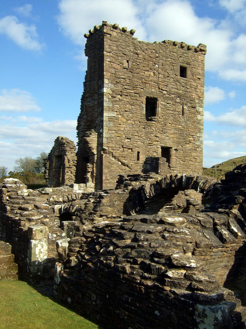 Abbot's Tower of Crossraguel Abbey is an interesting, imposing and well-preserved ruinous abbey with two fortified towers, near Maybole in Ayrshire in southwest Scotland.