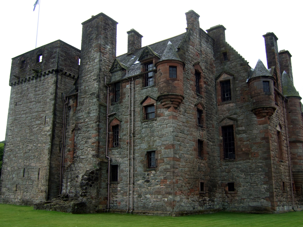 Newark Castle, a substantial and fascinating old tower house with many rooms to explore and some original internal features, long held by the turbulent Maxwells, and standing by the banks of the River Clyde near Port Glasgow in Renfrewshire in western Sco