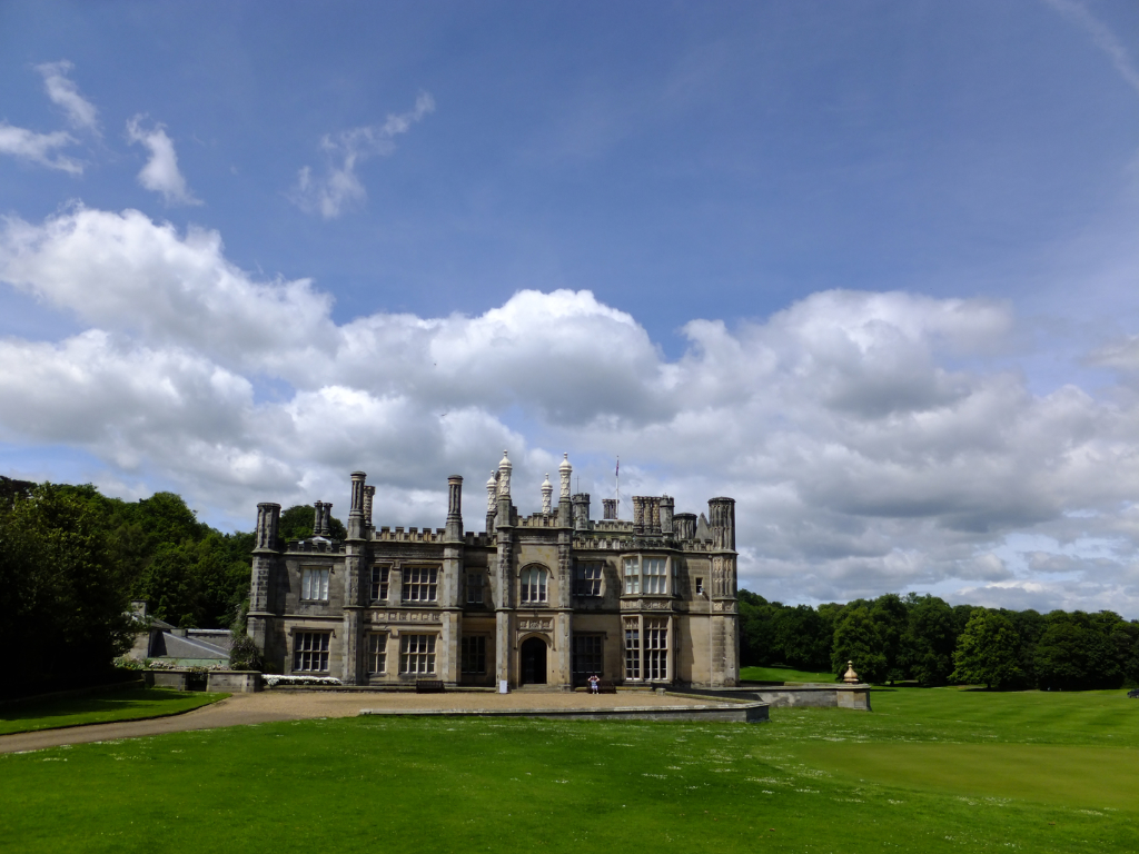 Dalmeny House, an impressive castellated mansion with a fine interior, long held by the Primrose Earls of Rosebery, and located in landscaped policies by the Firth of Forth near South Queensferry and Edinburgh in central Scotland.