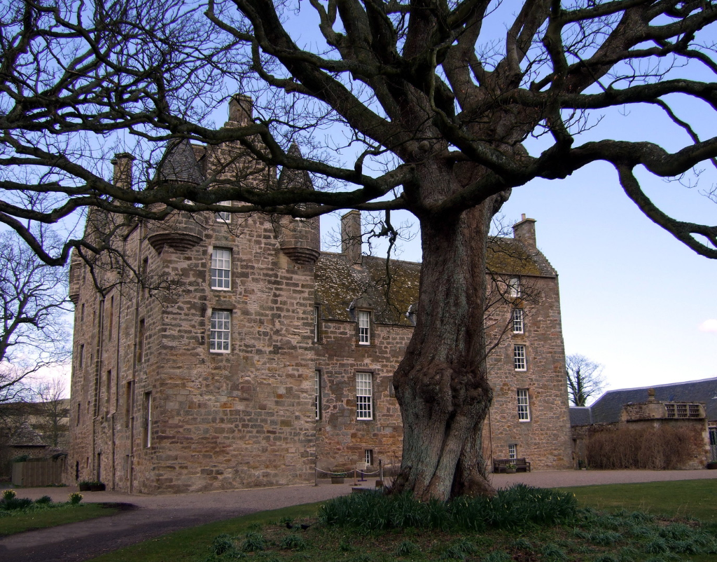 Kellie Castle is a large and an attractive old tower house, once held by the Oliphants and then the Erskine Earls of Kellie, set in a beautiful spot with a stunning gardens, near Elie in Fife in central Scotland.