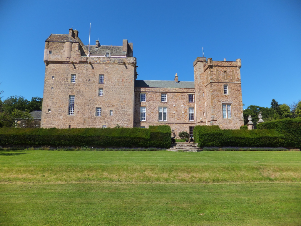 Lennoxlove House, a substantial old house incorporating a large tower with a fine interior and pretty gardens, long a property of the Mailtlands of Lethington but now home to the Duke of Hamilton, near Haddington in East Lothian in southeast Scotland.