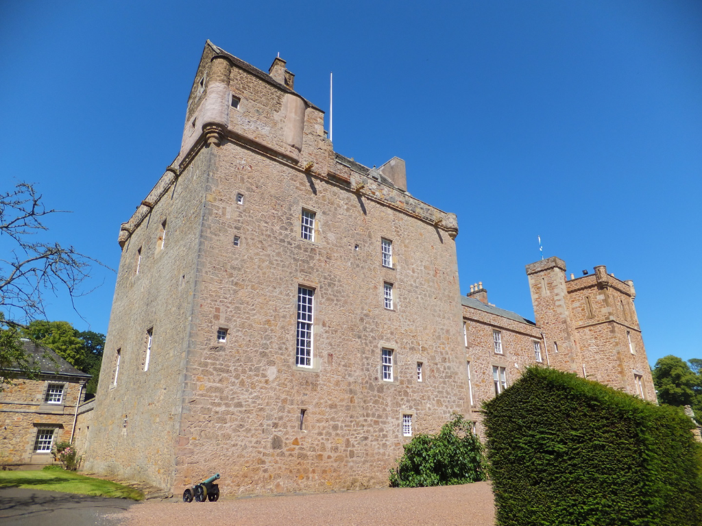 Lennoxlove House, a substantial old house incorporating a large tower with a fine interior and pretty gardens, long a property of the Mailtlands of Lethington but now home to the Duke of Hamilton, near Haddington in East Lothian in southeast Scotland.