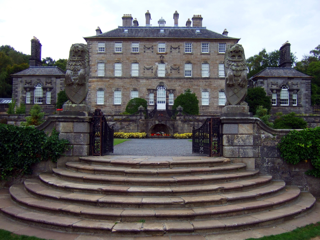 Pollok House, an impressive classical mansion in colourful gardens, long held by the Maxwell family and located in Pollok Park to the south of Glasgow, home to the Burrell Collection, in central Scotland.
