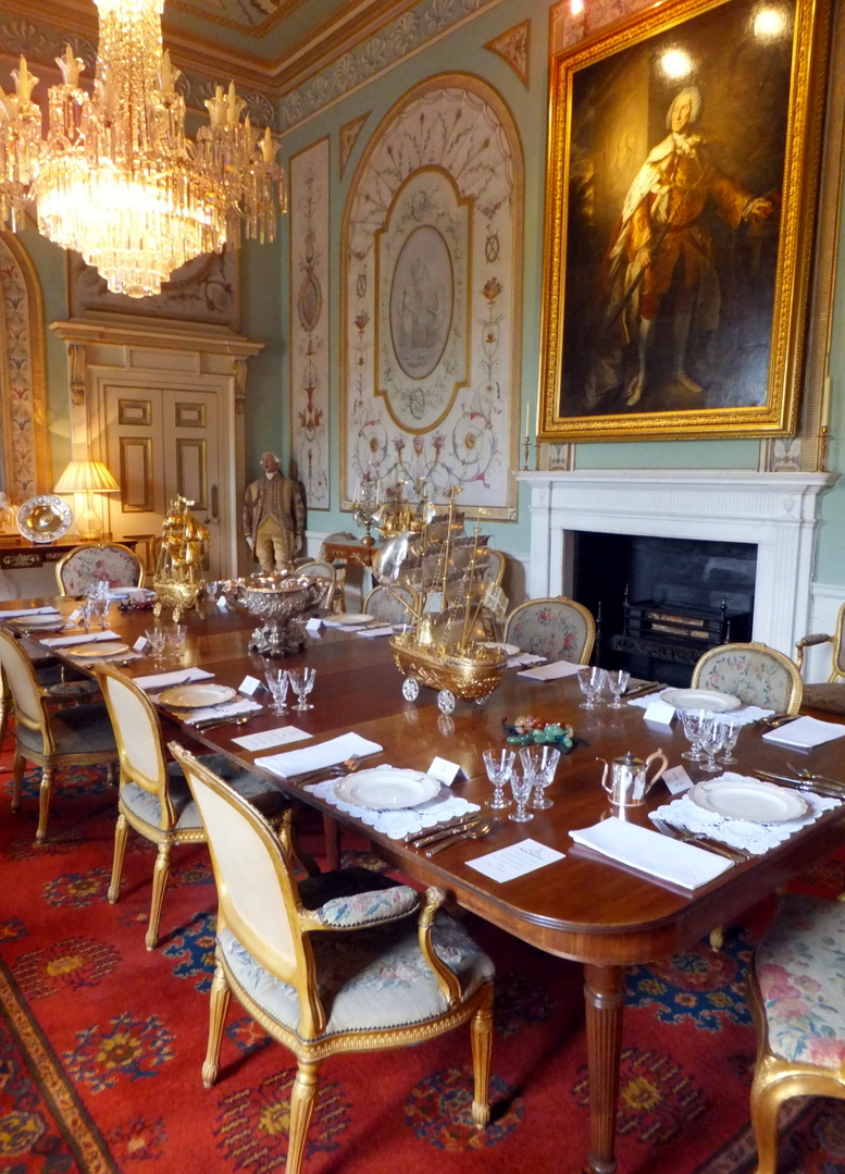 State dining room, Inverary Castle, a magnificent towered mansion, the seat of the Campbell Dukes of Argyll and located among colourful gardens in a beautiful spot by Loch Fyne near the attractive burgh of Inveraray in Arygll.