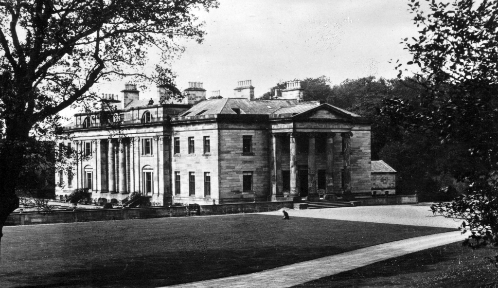 Balbirnie House, an imposing classical mansion, set in fine parkland near Glenrothes in Fife in central Scotland, and long a property of the Balfours before becoming a hotel.