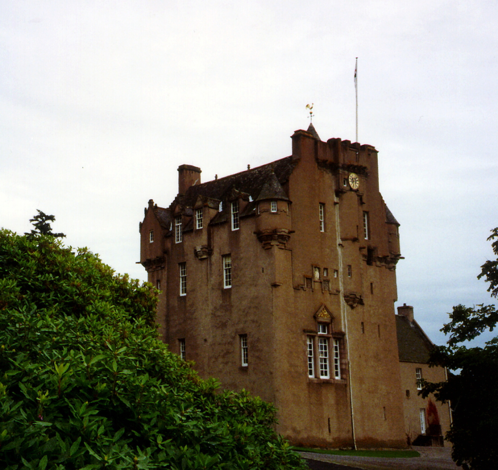 Crathes Castle is a massive and impressive old tower house of the Burnett family, set in a pleasant spot in fabulous wooded grounds with a stunning walled garden, haunted by a Green Lady ghost and located near Banchory in Aberdeenshire.