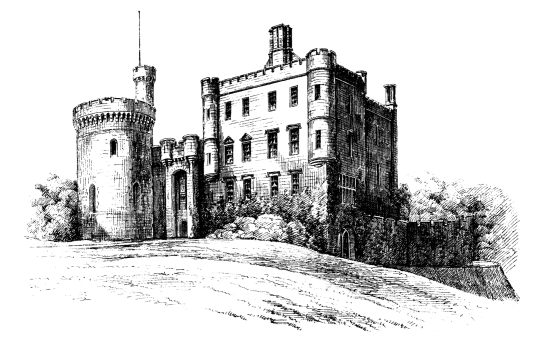 Dalhousie Castle is an old stronghold and comfortable mansion, long held by the Ramsays but now a hotel, set in wooded parkland, some miles from Bonnyrigg in Midlothian in central Scotland.
