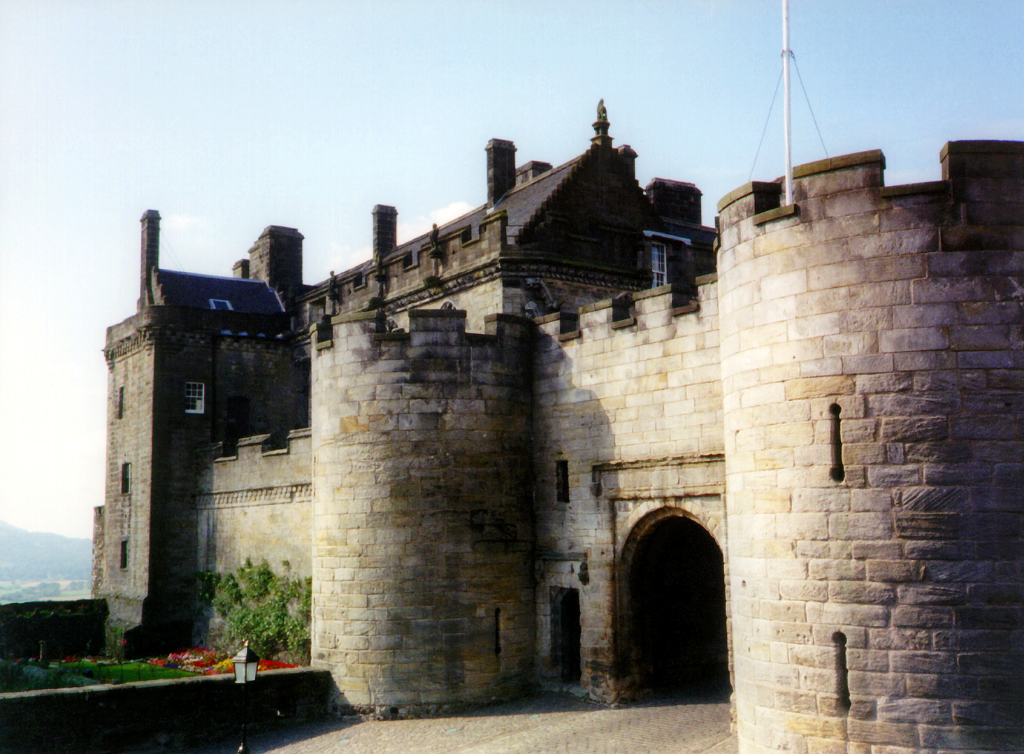 Gatehouse and palace of Stirling Castle, a magnificent royal stronghold and palace of the monarchs of Scotland, with the sumptuous palace of James V, great hall, chapel royal, king's old buildings, old kitchens and much else, above the historic burgh of S