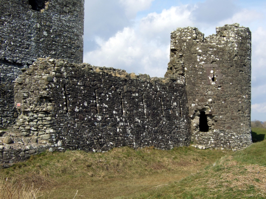 Artillery defences (wall and tower) of Threave Castle, a grim but scenic old tower and castle, built by the Black Douglases, on an island in River Dee, near Castle Douglas in Dumfries and Galloway.