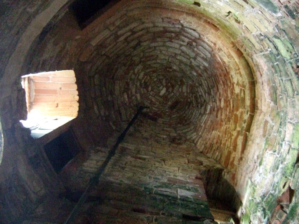 One of the vaults of one of the towers at the entrance to Caerlaverock Castle, an impressive and romantic old ruinous castle of the Maxwell family, near Dumfries.