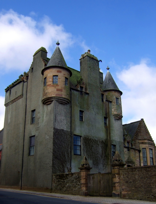 Maybole Castle, a large, impressive and slightly sinister tower house of the Kennedy family of Cassillis, in the interesting Ayrshire burgh of Maybole in southwest Scotland.