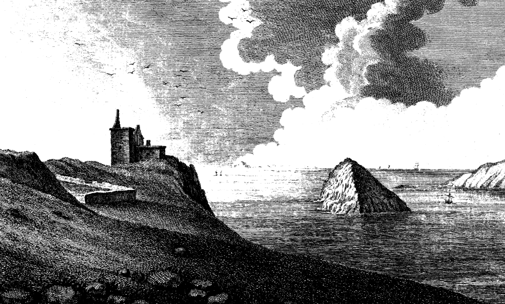 Duntulm Castle, a shattered and crumbling old stronghold, long held by the MacDonalds and said to be haunted by several ghosts, in a beautiful cliff top location overlooking the sea out to the Outer Hebrides, on the north of the island of Skye.