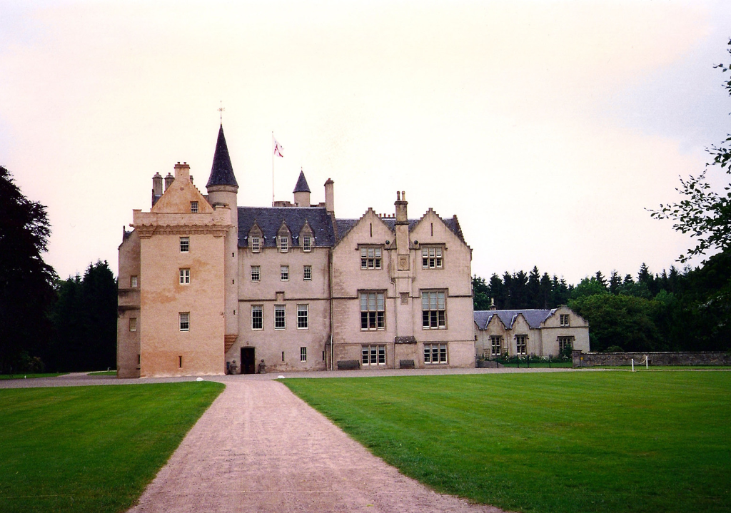 Brodie Castle, a large and imposing medieval stronghold and later mansion, long held by the Brodie family and set in expansive gardens and grounds some miles from Forres in the Highlands in northern Scotland.
