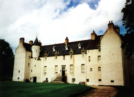 Drum Castle, a fine mansion with an old tower house and an interesting interior, set in pretty gardens and grounds, long held by the Irvine or Irving family, near Banchory in Aberdeenshire in northeast Scotland.