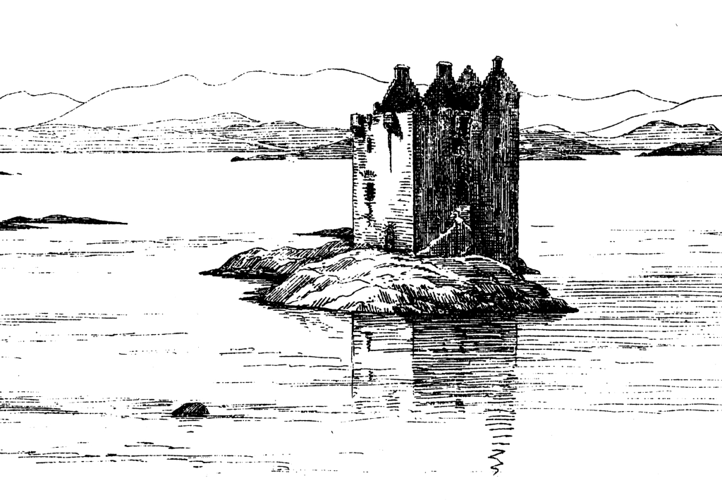 Castle Stalker is a restored scenic old tower house on an island in a beautiful spot in Appin north of Oban on the west coast of Scotland, long a property of the Stewarts of Appin.
