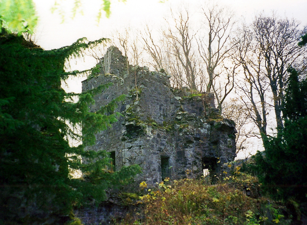 Finlarig Castle, an atmospheric overgrown ruinous old tower house with a derelict mausoleum in a pretty wooded spot, built by the Campbells and at Killin in Stirlingshire in central Scotland.