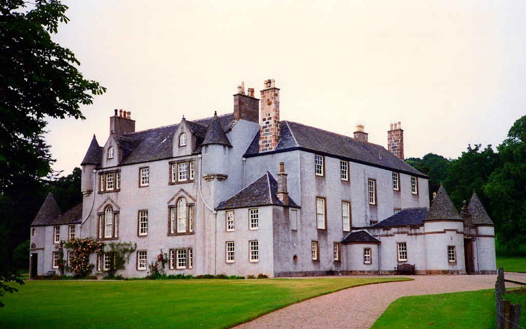 Leith Hall, an attractive old courtyard castle and mansion, long held by the Leith family, and set in gardens and wooded grounds, some miles from Rhynie in Aberdeenshire in northeast Scotland.