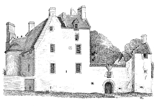 Earlshall is a fine tower and old house, in lovely gardens, long a property of the Bruces, near Leuchars in Fife in central Scotland.