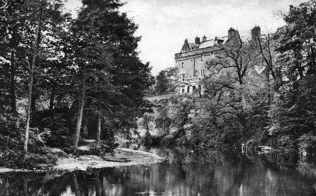 Sorn Castle, a fine old castle and mansion set in fine expansive grounds and woodland, owned by several families including the Hamiltons, Setons and Campbells, near Mauchline in Ayrshire in southwest Scotland.
