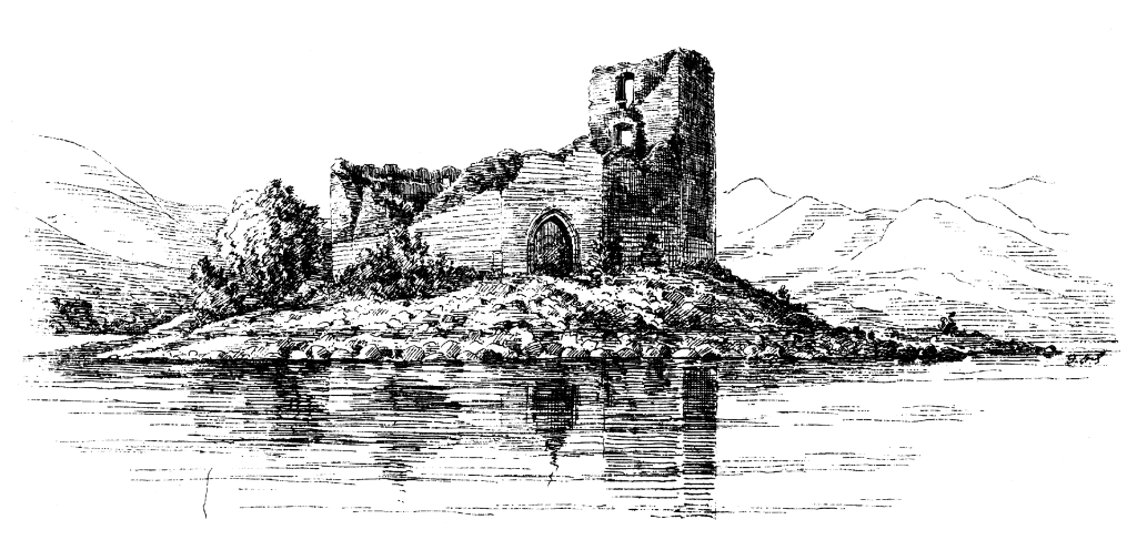 Loch Doon Castle, before being moved, a medieval fortress moved from an island in Loch Doon when the level of the water was raised, in a peaceful and picturesque spot, some miles from Dalmellington in the southwest of Scotland.