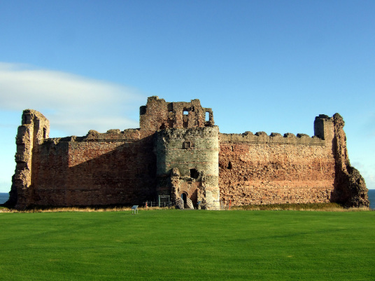 Tantallon Castle, a spectacular ruinous castle of the Douglas Earls of Angus, located in a pretty cliff top location near the East Lothian seaside town of North Berwick.