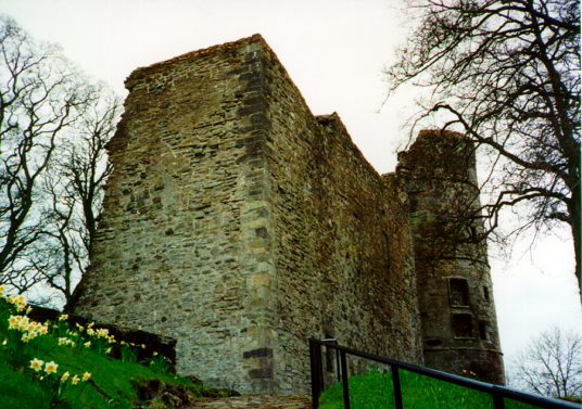 View of Strathaven Castle, a once strong but now quite ruinous old stronghold, once held by the Douglases, and then by the Stewarts and the Hamiltons, in Strathaven in Lanarkshire.