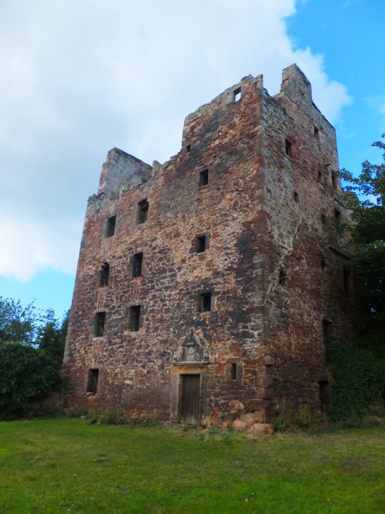 Redhouse Castle, an impressive ruinous tower house and courtyard, held by the Laings and then by the Hamiltons, near Longniddry in East Lothian .