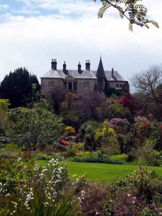 Ardmaddy Castle and Gardens, an attractive mansion on a rock in a beautiful spot with the fantastic walled garden, water garden and wooded grounds, near Oban in Argyll.