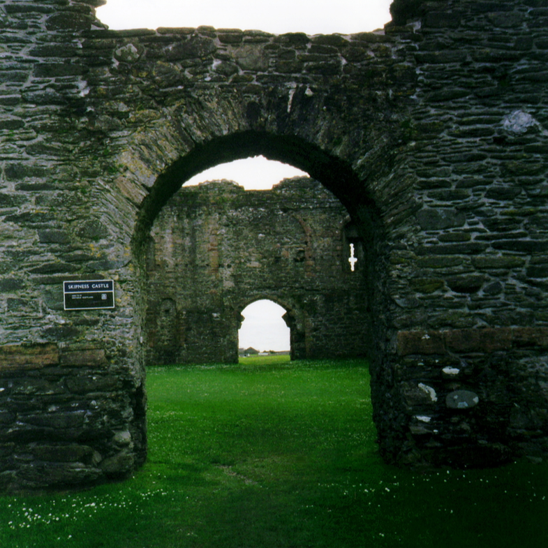 Gateways,  Skipness Castle, a large and scenic tower and courtyard overlooking Kilbrandon Sound and Arran, long held by the Campbells and near Tarbert in Kintyre on the west coast of Scotland.