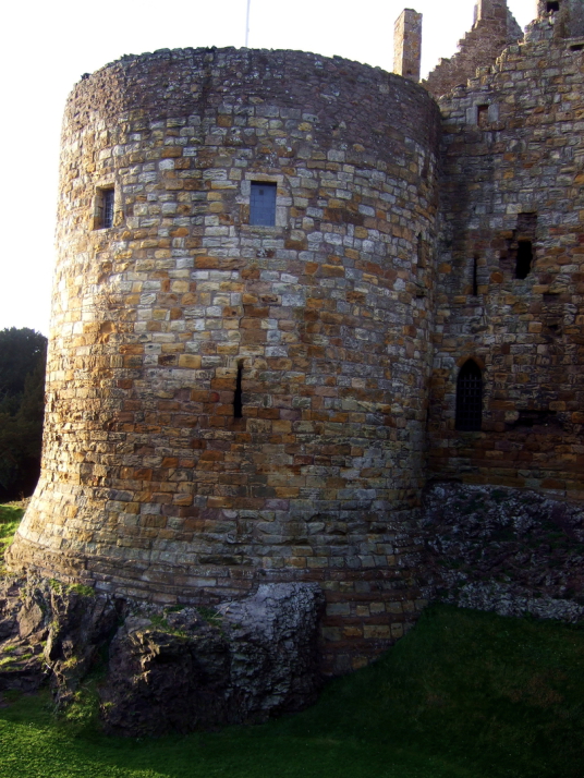 Drum tower, Dirleton Castle, a magnificent medieval ruined castle, near North Berwick in East Lothian