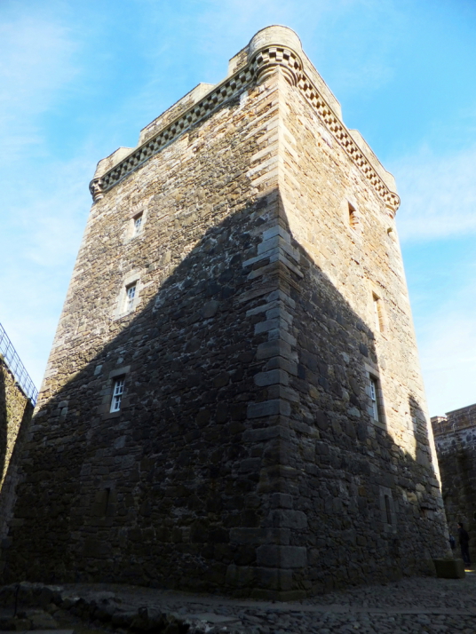 Central tower, Blackness Castle, a large, grim and atmospheric old stronghold, held by the Crichtons and once used as a prison, in an impressive spot by the sea, near Linlithgow in central Scotland.