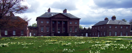 Paxton House, a fine Adam mansion, built for the Home family, with a beautiful period interior and an extensive collection of Chippendale furniture, in lovely gardens and grounds, near Berwick upon Tweed on the Scottish side of the border with England.