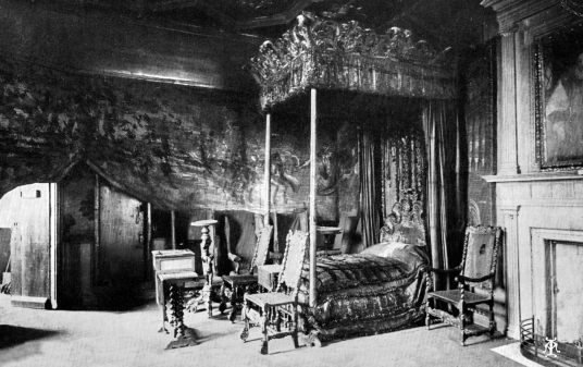 Queen Mary's Bedchamber, Palace of Holyroodhouse, a sumptuous royal residence, scene of the notorious murder of David Rizzio, secretary to Mary Queen of Scots, and still used by the present monarch Queen Elizabeth, at the foot of the famous Royal Mile in