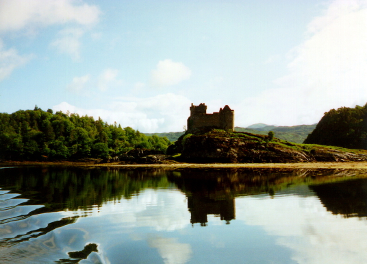 Castle Tioram, an imposing ruinous old castle in a wonderful spot on a tidal island in a beautiful part of Scotland, long held by the MacDonalds of Clan Ranald, and a few miles from Acharcle on the west coast of Highland Scotland.