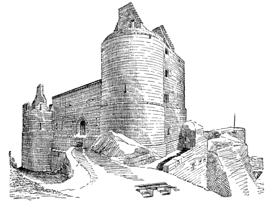 Ravenscraig Castle, a dark and brooding ruinous artillery castle in a public park, associated with James II and then held by the Sinclairs, near Dysart and Kirkcaldy in Fife in central Scotland.