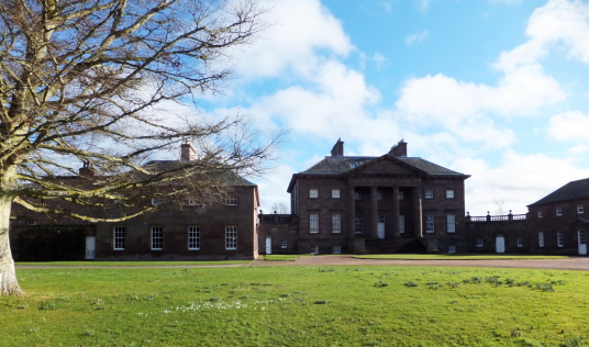 Paxton House, a fine Adam mansion, built for the Home family, with a beautiful period interior and an extensive collection of Chippendale furniture, in lovely gardens and grounds, near Berwick upon Tweed on the Scottish side of the border with England.