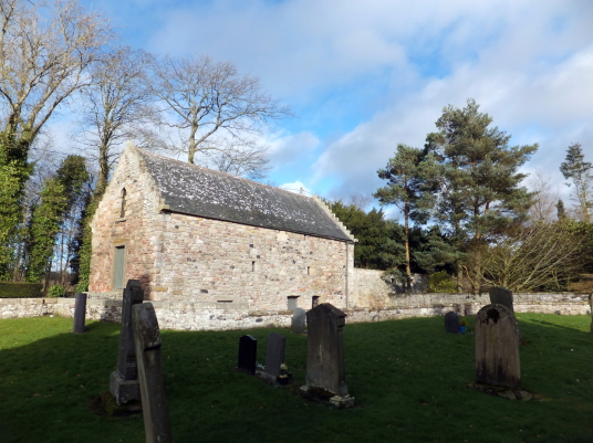 Foulden Parish Church: Foulden is a pretty village in Berwickshire in southeast Scotland, with the interesting 'tithe' barn, parish church and graveyard with old carved tombstones and the nearby site of Foulden Bastle, the property being held by the Ramsa