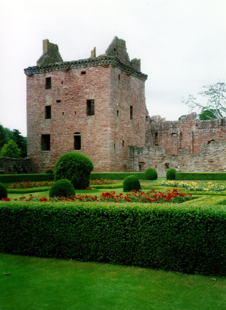 Edzell Castle, a substantial ruinous old stronghold of the Lindsay family with a fabulous walled garden, in a pretty peaceful spot neat the village of Edzell north of Brechin in Angus in Scotland.