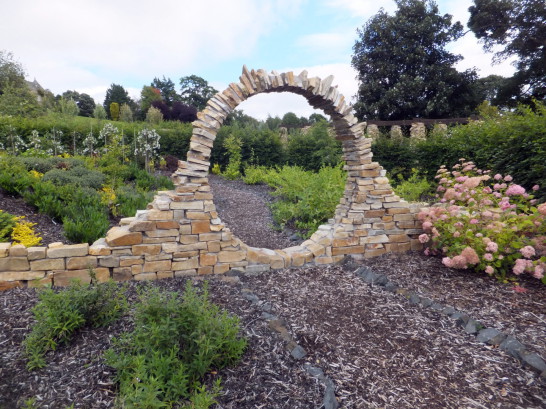 Garden of Persistent Imagination, Monteviot House and Gardens, a large low house of the Kerr Earls of Lothian set in many acres of lovely gardens by the River Teviot. near Jedburgh in the Borders.