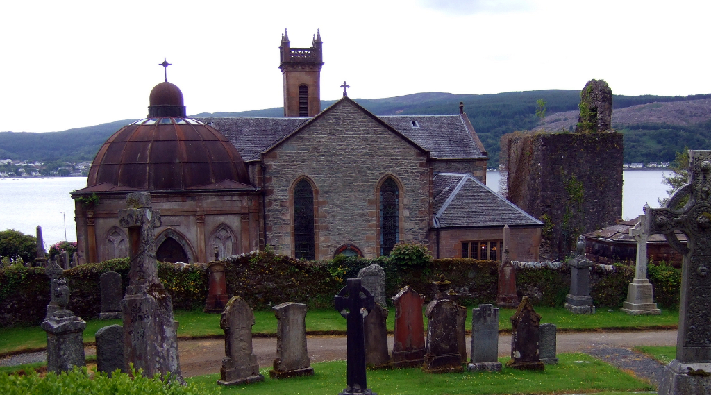 Kilmun is a peaceful village by the Holy Loch some miles from Dunoon in Argyll and is home to the impressive Kilmun Parish Church, with a substantial tower and the mausoleum of the Campbells of Argyll.