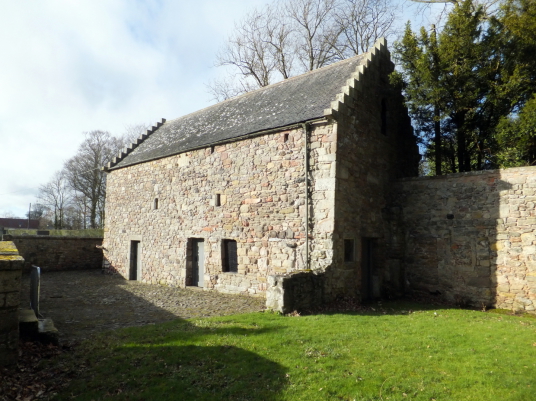 Foulden Tithe Barn: Foulden is a pretty village in Berwickshire in southeast Scotland, with the interesting 'tithe' barn, parish church and graveyard with old carved tombstones and the nearby site of Foulden Bastle, the property being held by the Ramsays,