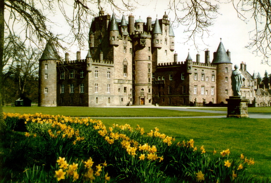 Glamis Castle, one of the most impressive, romantic and reputedly haunted castles in Scotland, home to the Bowes Lyon Earls of Strathmore and Kinghorne, and near Forfar in Angus in northeast Scotland.