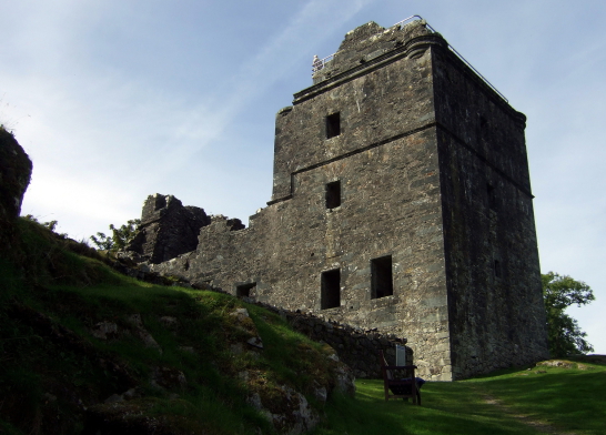 Carnasserie Castle, an imposing and atmospheric old ruinous castle and hall house above the road, built by John Carswell, Bishop of the Isles, and later held by the Campbells, near Kilmartin in Argyll on the west coast of Scotland.