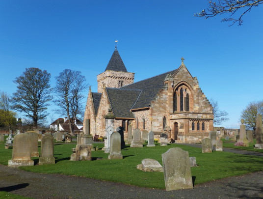 Aberlady Parish Church, near Kilspindie Castle, a very ruinous tower house, located in a lovely spot by the sea in a field to the north of pretty village of Aberlady with its fine parch church in East Lothian in central Scotland.