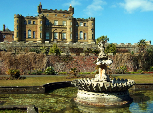 Culzean Castle, a spectacular clifftop mansion with an impressive interior, incorporating an old castle of the powerful Kennedys of Cassillis, in fine landscaped gardens and grounds by the sea, near Maybole in Ayrshire in southwest Scotland.