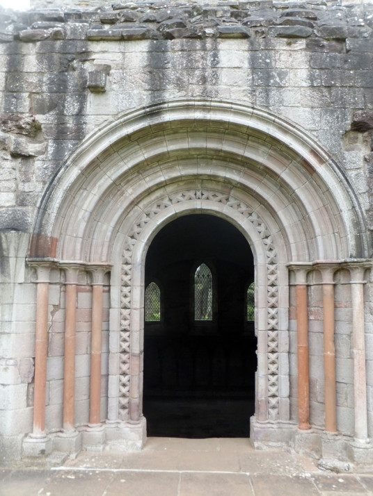 Door to chapter house, Dryburgh Abbey is a fantastic and scenic ruinous abbey, burial place of Walter Scott and set in a peaceful spot by the River Tweed, near Melrose in the Borders in the southeast of Scotland.
