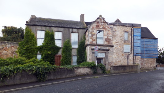 Harlawhill House, an old and derelict house, once held by the Hamiltons and then by the Fowlers, in Prestonpans in East Lothian in southeast Scotland.