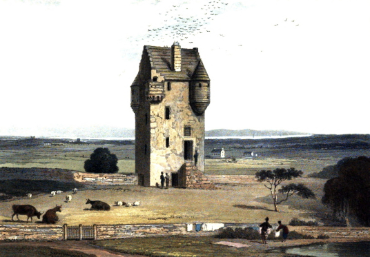 Coxton Tower is a fine, well-preserved tower house, long held by the Innes family, and near Elgin in Moray in north-east Scotland.